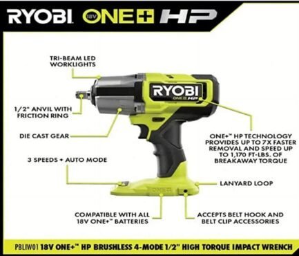 one+ hp 18 volt brushless cordless 4 mode 1/2 in. high torque impact wrench (tool only) one+ hp 18 volt brushless cordless 4 mode 1/2 in. high torque impact wrench (tool only)