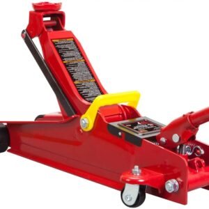 big red hydraulic low profile floor jack with single piston quick lift pump, 2.5 ton, red, w8255am