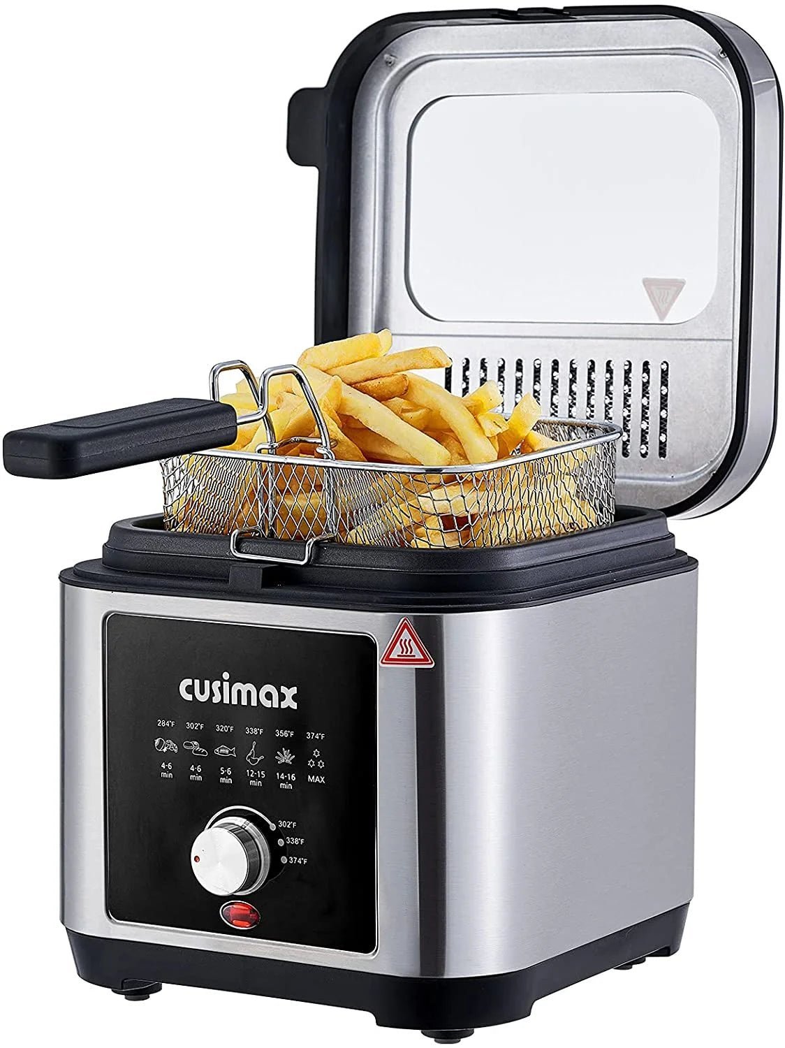 cusimax 2.6qt deep fryer, stainless steel, electric, new, model cmdf 02 cusimax 2.6qt deep fryer, stainless steel, electric, new, model cmdf 02