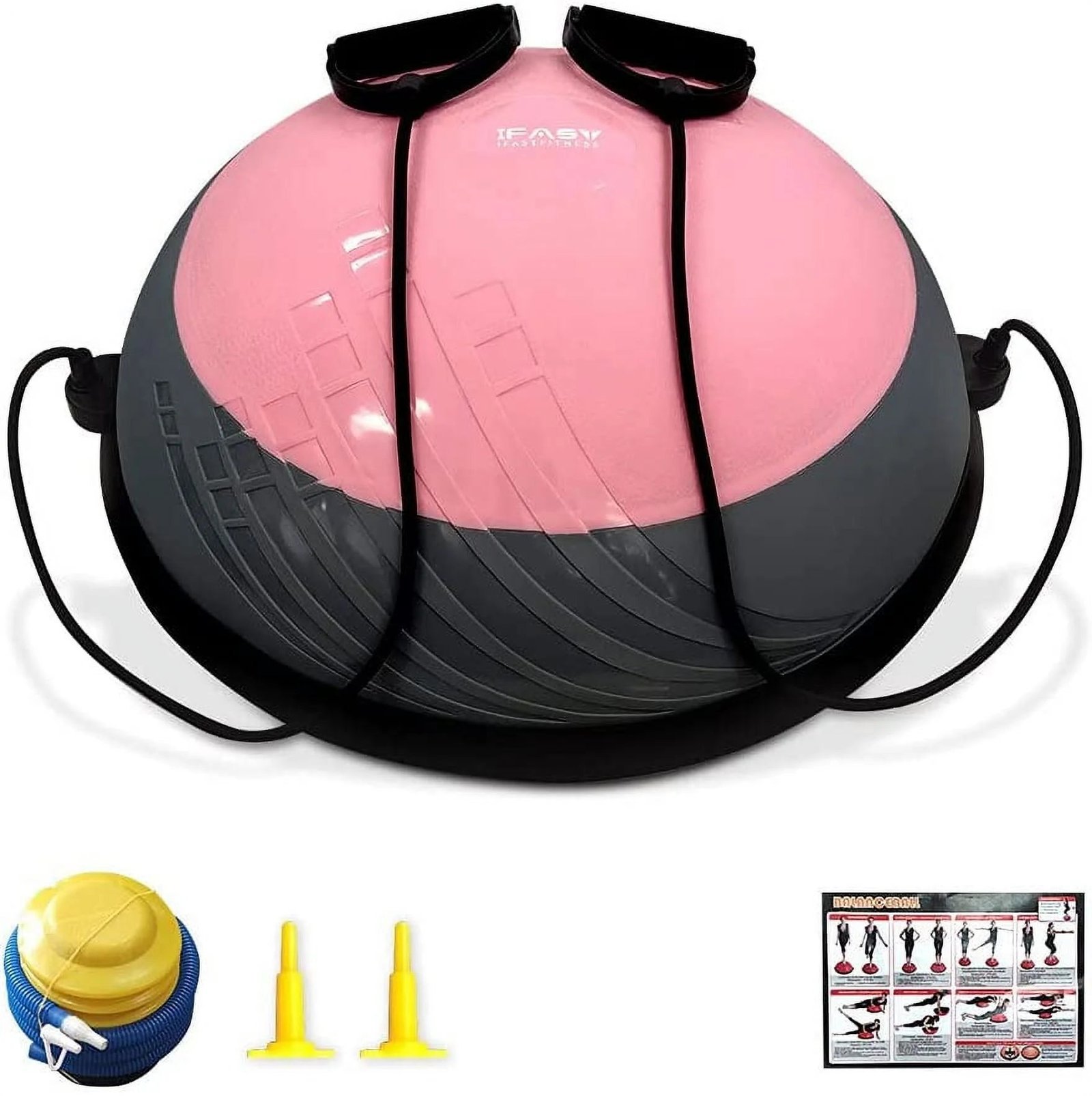 balance ball balance trainer 660lb weight capacity, ifast 23″ half ball with resistant band, anti burst design, anti slip surface for home gym yoga fitness stability workout with foot pump balance ball balance trainer 660lb weight capacity, ifast 23″ half ball with resistant band, anti burst design, anti slip surface for home gym yoga fitness stability workout with foot pump