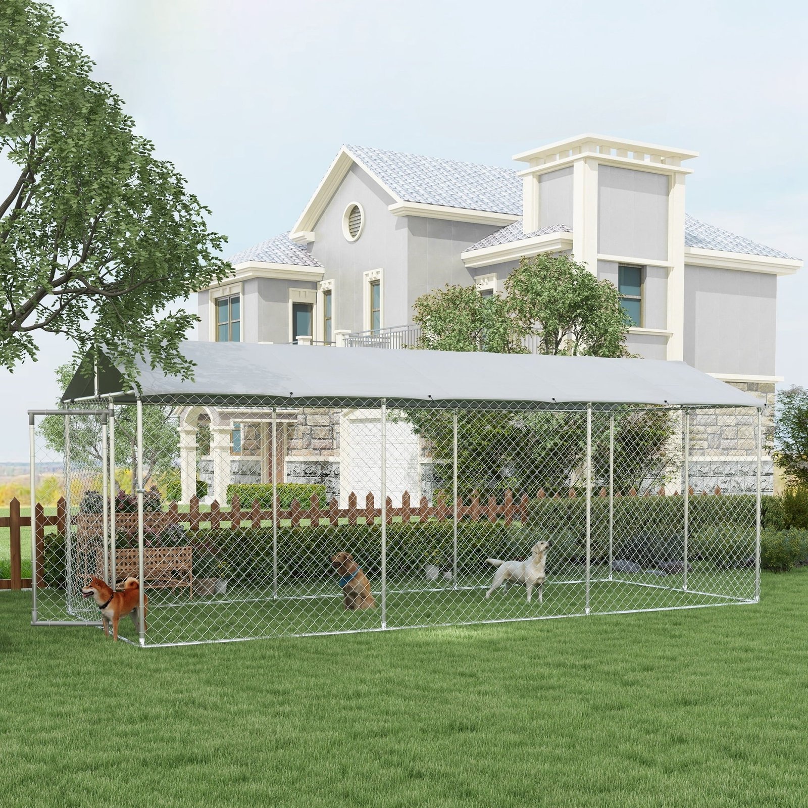 pawhut 19.7′ x 7.5′ x 7.5′ outdoor dog kennel w/ waterproof roof pawhut 19.7′ x 7.5′ x 7.5′ outdoor dog kennel w/ waterproof roof