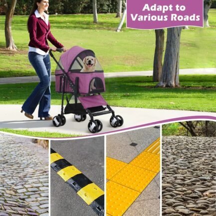 niamvelo pet stroller 3 in 1 detachable dog stroller with 4 wheels foldable dog travel cart cat walker for doggy rabbit, purple niamvelo pet stroller 3 in 1 detachable dog stroller with 4 wheels foldable dog travel cart cat walker for doggy rabbit, purple