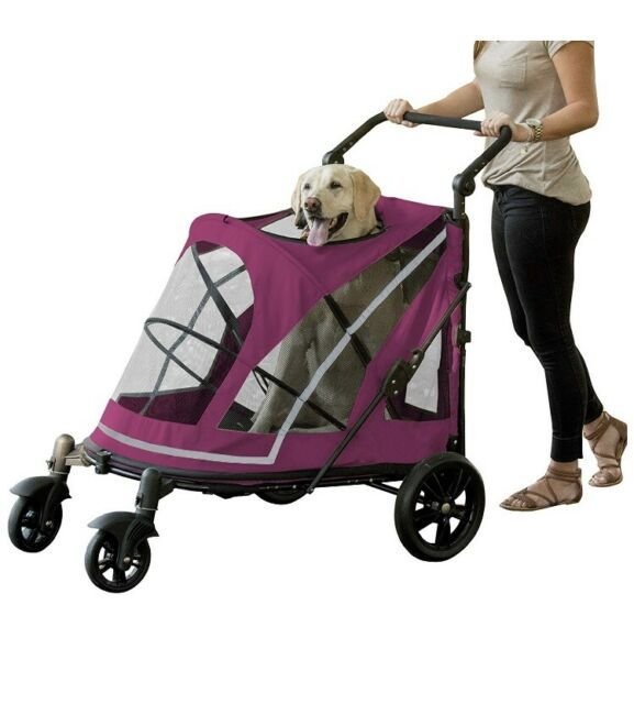 no zip double pet stroller – boysenberry no zip double pet stroller – boysenberry