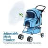 dkelincs 4 wheels pet stroller folding dog cat stroller travel carrier with cup holder & storage basket, blue dkelincs 4 wheels pet stroller folding dog cat stroller travel carrier with cup holder & storage basket, blue