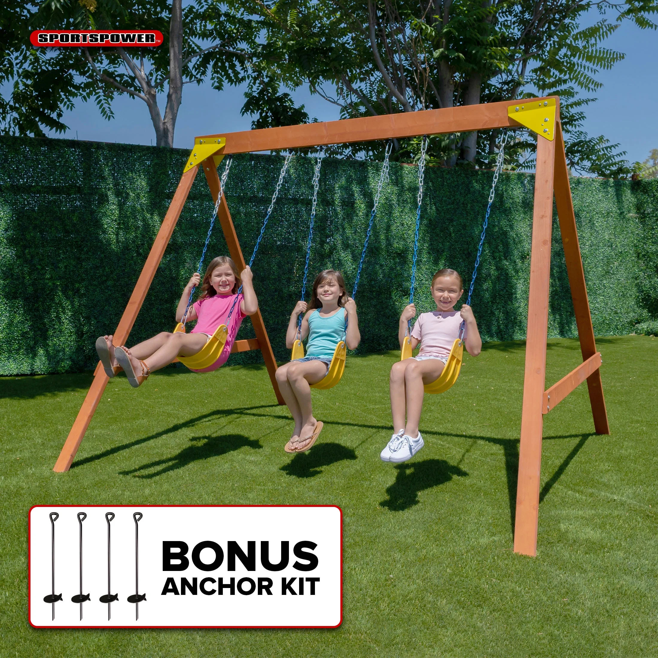 sportspower brooklyn wooden swing set with 3 swings sportspower brooklyn wooden swing set with 3 swings