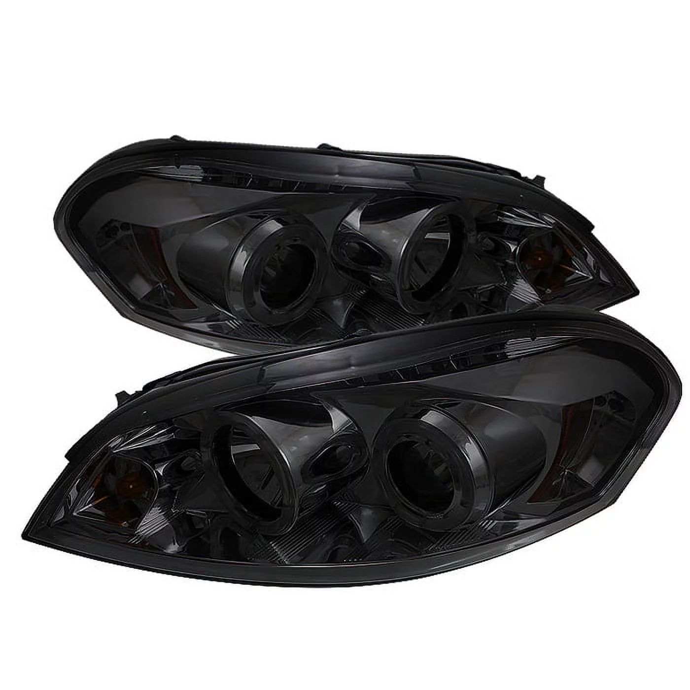 spyder chevy impala 06 13 / chevy monte carlo 06 07 – projector headlights – led halo – led ( replaceable leds ) – smoke – high h1 (included) – low fits select: 2006 2013 chevrolet impala spyder chevy impala 06 13 / chevy monte carlo 06 07 – projector headlights – led halo – led ( replaceable leds ) – smoke – high h1 (included) – low fits select: 2006 2013 chevrolet impala