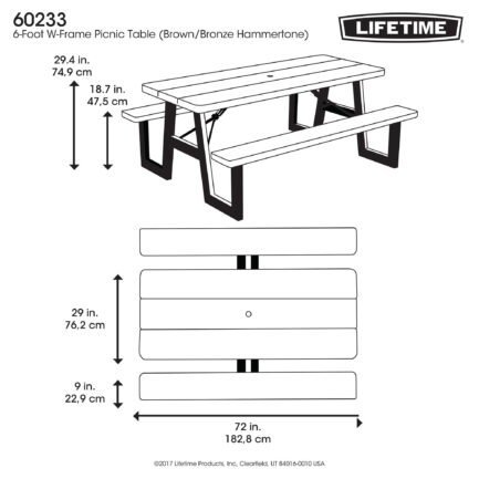 lifetime 6 foot w frame folding picnic table, 60233 lifetime 6 foot w frame folding picnic table, 60233