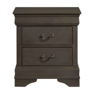 deehome classic louis philippe style stained gray finish 1pc nightstand of 2x drawers traditional design bedroom furniture