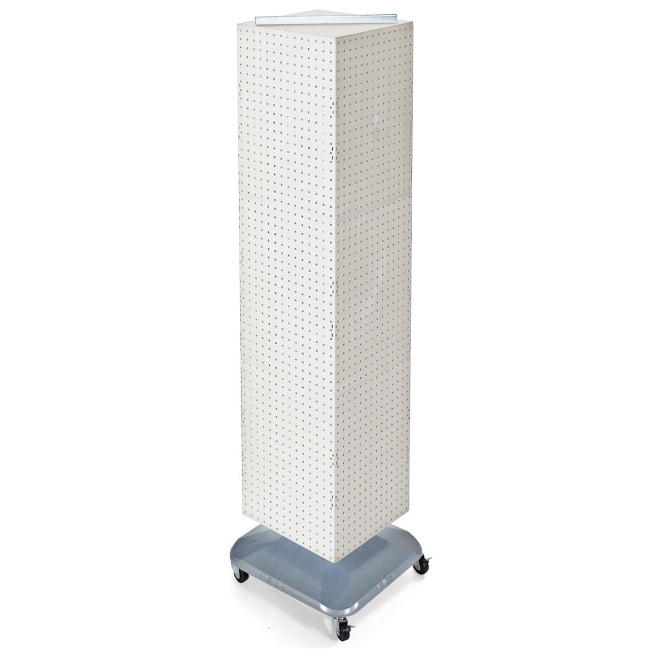 azar displays 701465 wht white four sided pegboard tower floor display on revolving wheeled base. spinner rack stand. panel size: 14″w x 60″h azar displays 701465 wht white four sided pegboard tower floor display on revolving wheeled base. spinner rack stand. panel size: 14″w x 60″h
