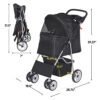 bbbuy 4 wheels foldable pet dog cat jogger stroller travel carrier strolling cart w/waterproof cover storage basket cup holder & removable liner for medium small cat dog, black bbbuy 4 wheels foldable pet dog cat jogger stroller travel carrier strolling cart w/waterproof cover storage basket cup holder & removable liner for medium small cat dog, black