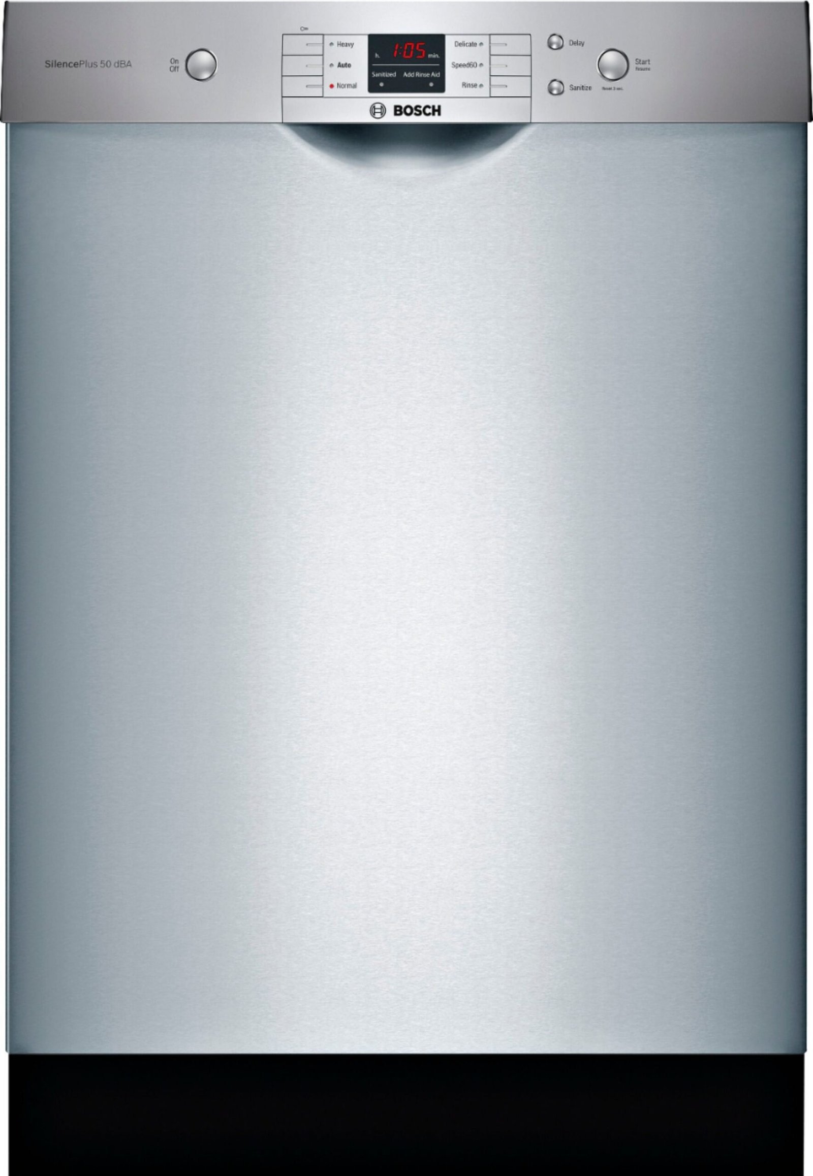 bosch – 100 series 24″ front control built in dishwasher with hybrid stainless steel tub – stainless steel bosch – 100 series 24″ front control built in dishwasher with hybrid stainless steel tub – stainless steel