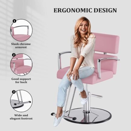 omysalon salon chair heavy duty for stylist, barber chair pink 360 degree swivel, hydraulic pump for hair cutting, beauty spa styling hairdressing tattoo equipment omysalon salon chair heavy duty for stylist, barber chair pink 360 degree swivel, hydraulic pump for hair cutting, beauty spa styling hairdressing tattoo equipment