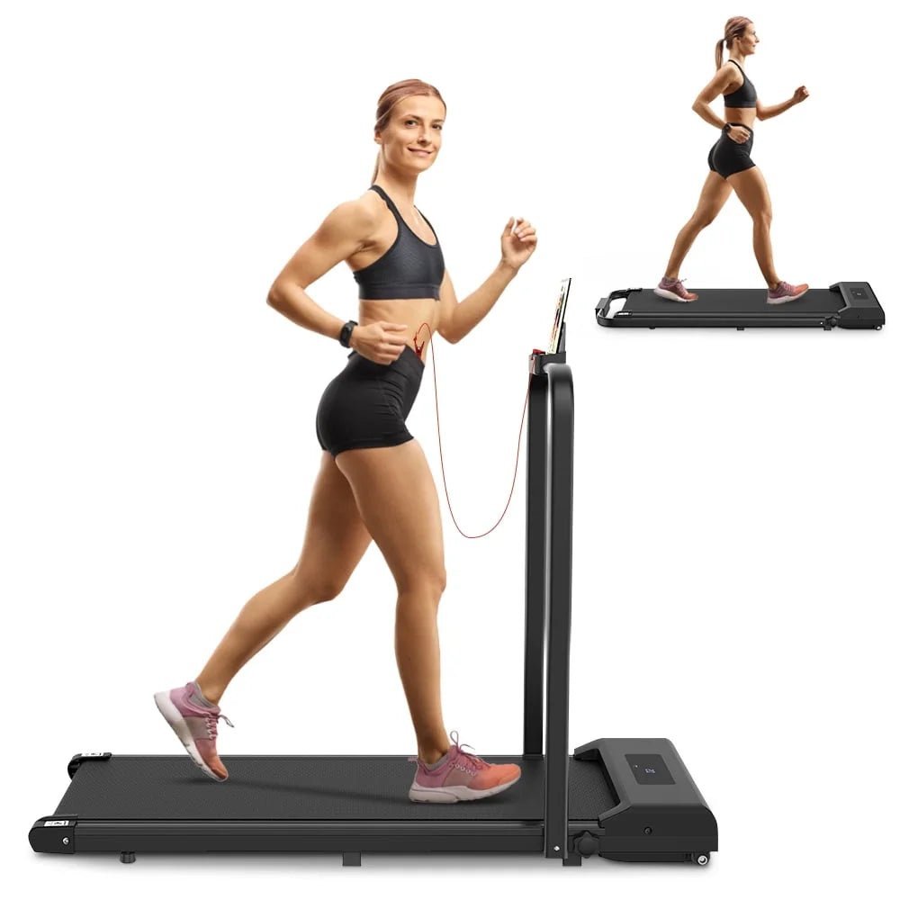 bigzzia 2 in 1 under desk treadmill, 2.5hp no installation portable handrail treadmills running machine, 6.25mph, treadmill with led display and wireless remote control for home/office, 265 lb bigzzia 2 in 1 under desk treadmill, 2.5hp no installation portable handrail treadmills running machine, 6.25mph, treadmill with led display and wireless remote control for home/office, 265 lb