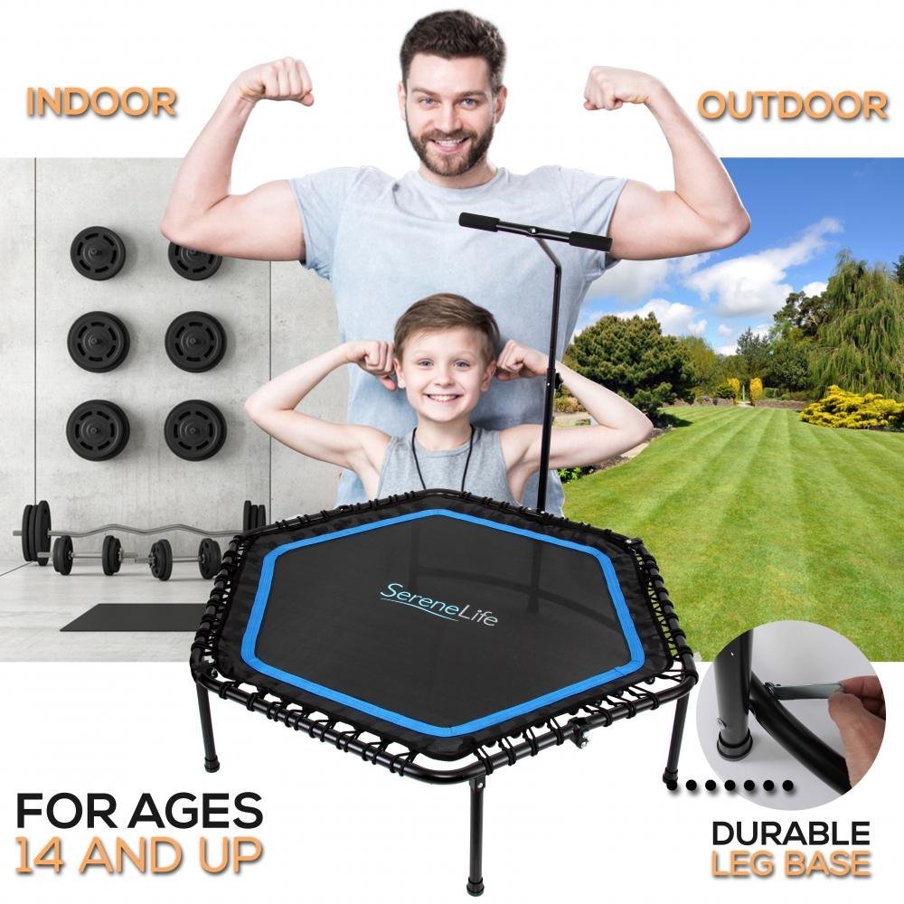 serenelife slelt518 pro aerobics fitness trampoline portable gym sports trampoline with adjustable handrail serenelife slelt518 pro aerobics fitness trampoline portable gym sports trampoline with adjustable handrail