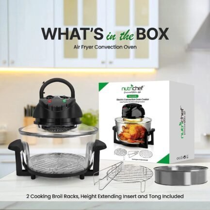 18 quart convection countertop air fryer – see through glass for best cooking results – air fryer, roaster, bake, grill, steam & roast – includes glass bowl, broil rack & toasting rack 18 quart convection countertop air fryer – see through glass for best cooking results – air fryer, roaster, bake, grill, steam & roast – includes glass bowl, broil rack & toasting rack