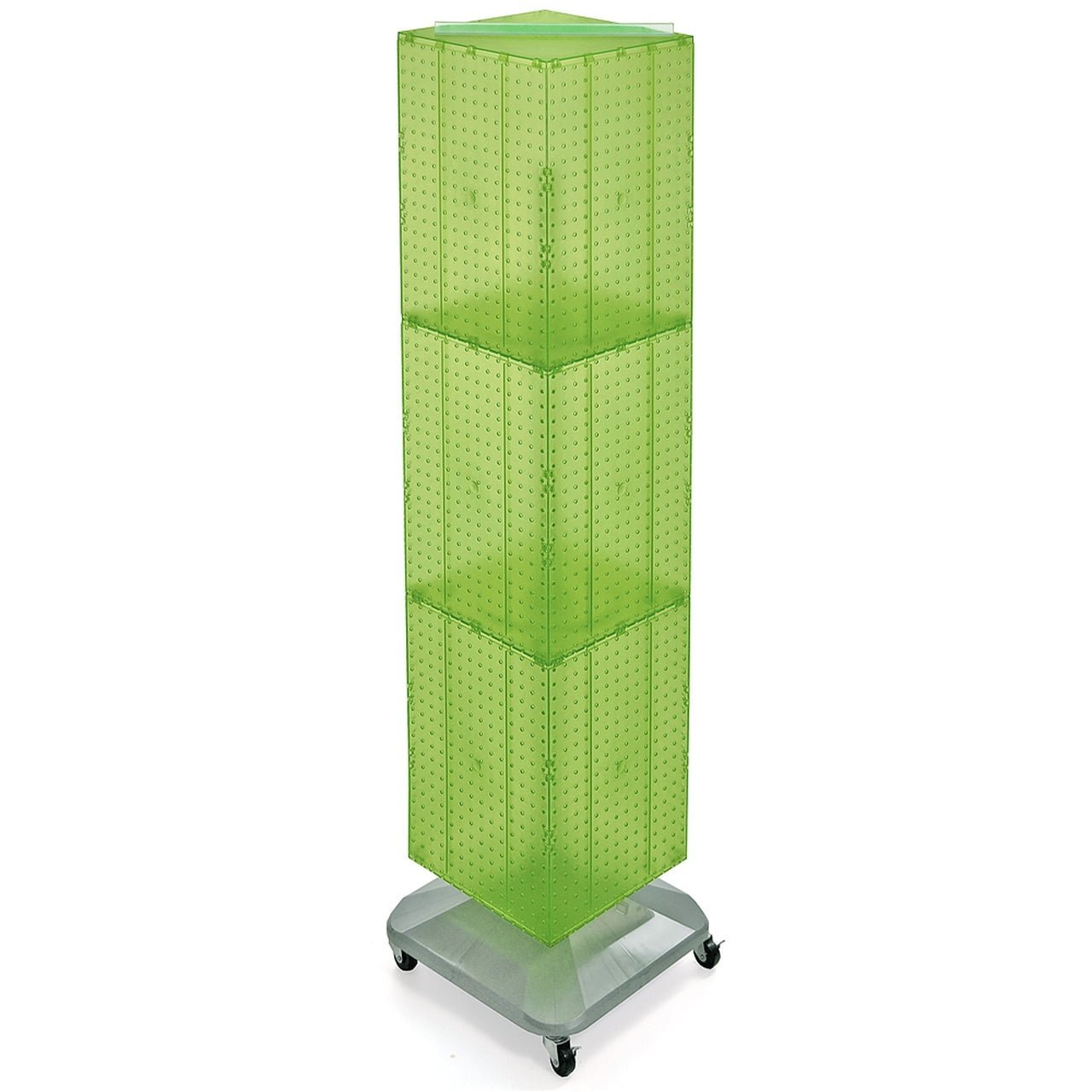 azar displays 701465 gre green four sided pegboard tower floor display on revolving wheeled base. spinner rack stand. panel size: 14″w x 60″h azar displays 701465 gre green four sided pegboard tower floor display on revolving wheeled base. spinner rack stand. panel size: 14″w x 60″h