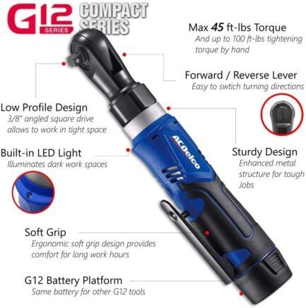 acdelco arw1209 k9 g12 series 12v li ion cordless u00bcu201d & 3/8u201d ratchet wrench combo tool kit with canvas bag acdelco arw1209 k9 g12 series 12v li ion cordless u00bcu201d & 3/8u201d ratchet wrench combo tool kit with canvas bag