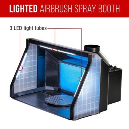 portable, dual fan, hobby airbrush spray booth kit with led lights, exhaust extension hose (extends up to 5.6 feet) portable, dual fan, hobby airbrush spray booth kit with led lights, exhaust extension hose (extends up to 5.6 feet)