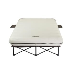coleman cot and thick queen air mattress combo side tables, pump included