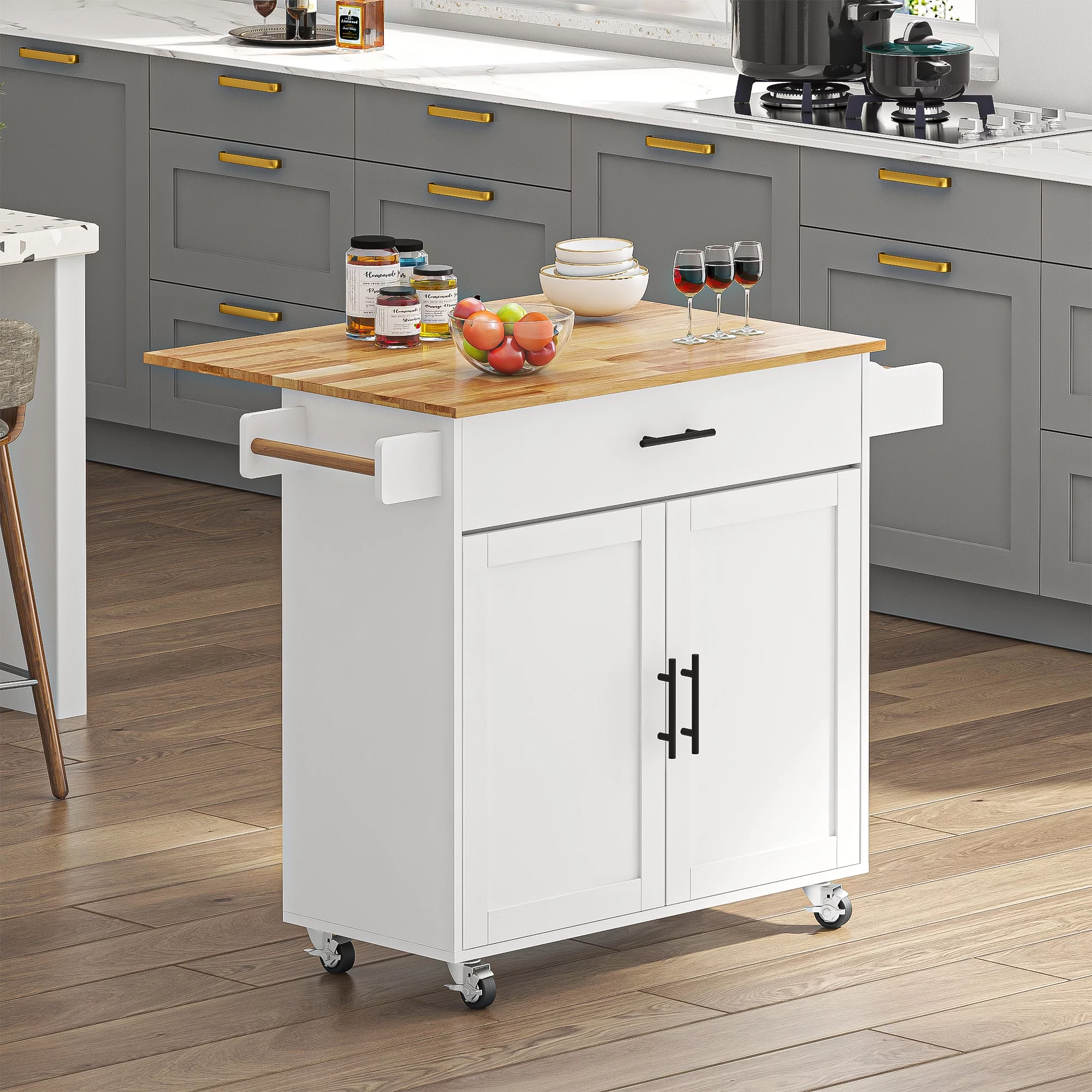 sogeshome kitchen island with hidden cabinets, sliding drawers,and adjustable shelves sogeshome kitchen island with hidden cabinets, sliding drawers,and adjustable shelves