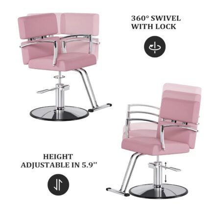 omysalon salon chair heavy duty for stylist, barber chair pink 360 degree swivel, hydraulic pump for hair cutting, beauty spa styling hairdressing tattoo equipment omysalon salon chair heavy duty for stylist, barber chair pink 360 degree swivel, hydraulic pump for hair cutting, beauty spa styling hairdressing tattoo equipment