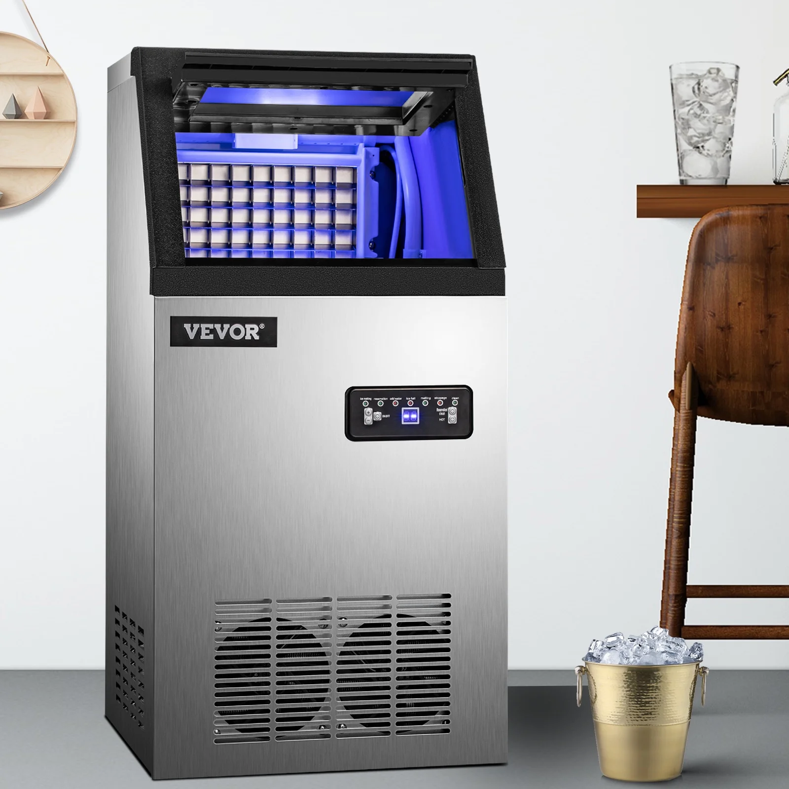 skyshalo 110v commercial ice maker 120lbs/24h with 29lbs storage 5×9 cubes stainless steel auto clean for bar home supermarkets includes scoop and connection hose skyshalo 110v commercial ice maker 120lbs/24h with 29lbs storage 5×9 cubes stainless steel auto clean for bar home supermarkets includes scoop and connection hose