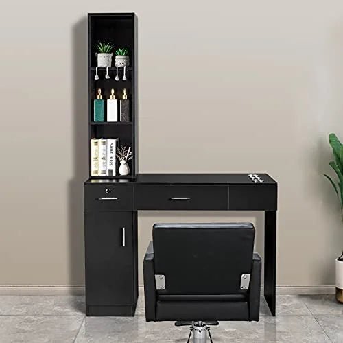 omysalon barber station wall mount salon hair styling beauty spa equipment w/ 2 drawers, 1 storage cabinet, 3 open shelves (black) omysalon barber station wall mount salon hair styling beauty spa equipment w/ 2 drawers, 1 storage cabinet, 3 open shelves (black)