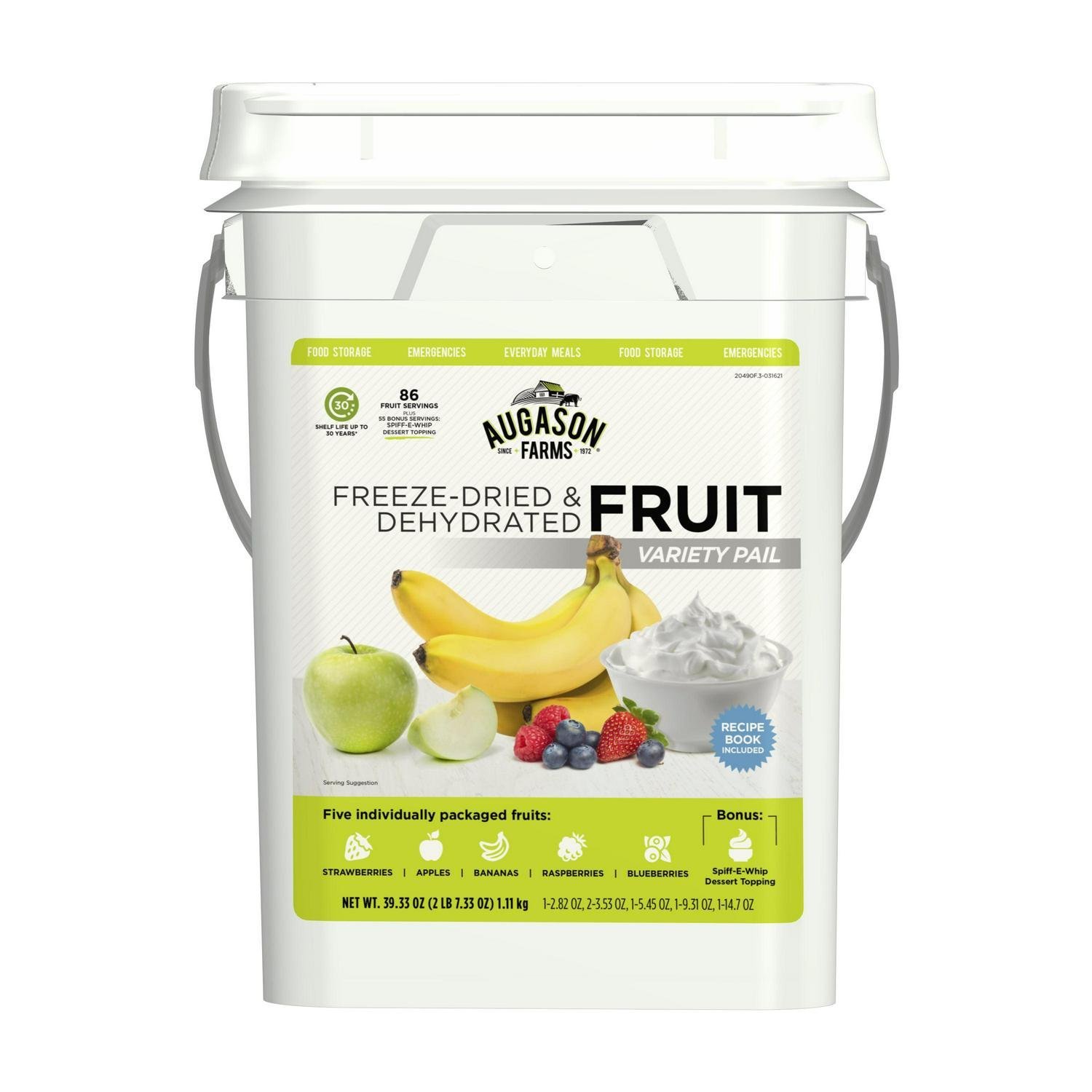 augason farms freeze dried and dehydrated fruit variety pail, 86 servings, emergency food augason farms freeze dried and dehydrated fruit variety pail, 86 servings, emergency food