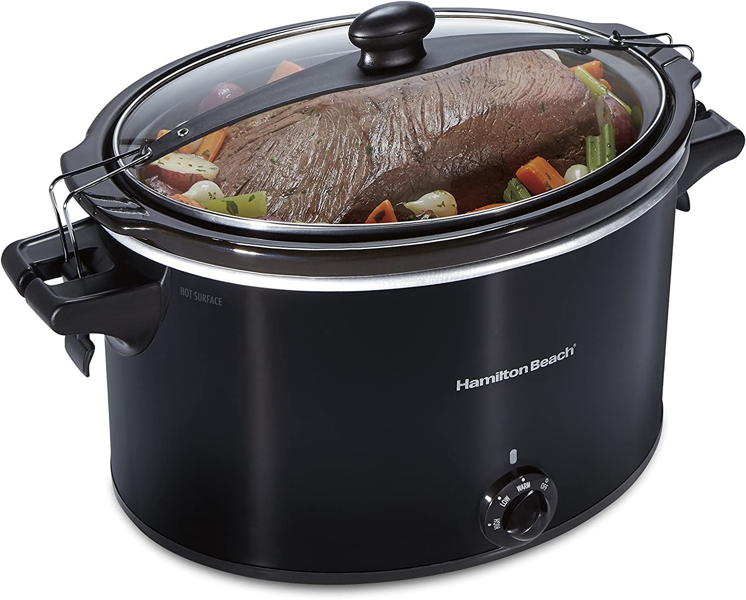 hamilton beach slow cooker, extra large 10 quart, stay or go portable with lid lock, dishwasher safe crock, black (33195) hamilton beach slow cooker, extra large 10 quart, stay or go portable with lid lock, dishwasher safe crock, black (33195)