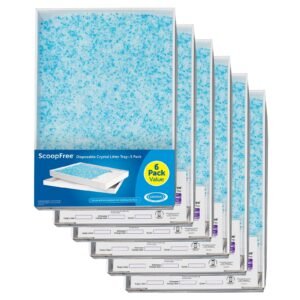 petsafe scoopfree complete replacement blue crystal litter tray�� 6 pack easy cleanup with disposable tray includes leak protection and low tracking litter