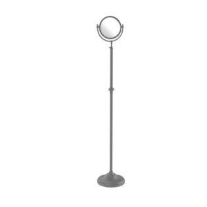 adjustable height floor standing make up mirror 8 inch diameter 5x magnification polished chrome