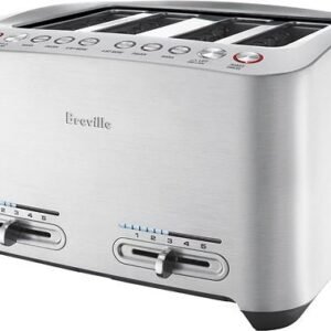 breville – smart toaster 4 slice wide slot toaster – steel