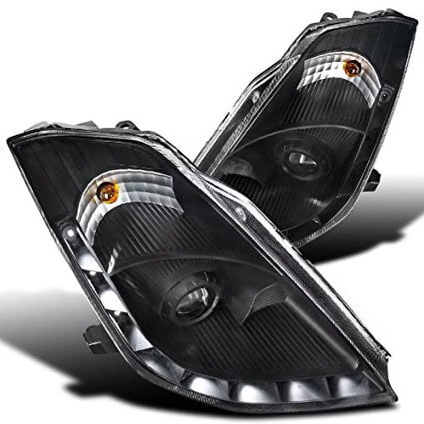 spec d tuning lhp 350z06jm rs nissan 350z black projector headlights w/ led drl strip bar spec d tuning lhp 350z06jm rs nissan 350z black projector headlights w/ led drl strip bar