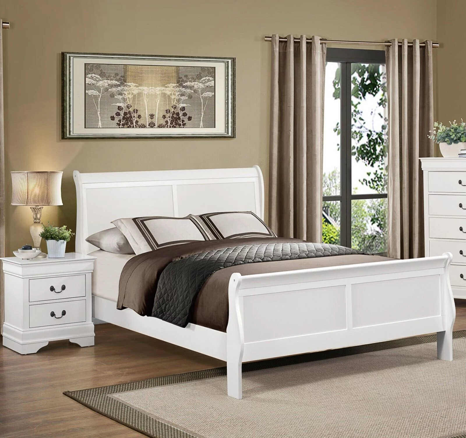 traditional white finish 1pc eastern king size sleigh bed classic louis philippe styling bedroom furniture traditional white finish 1pc eastern king size sleigh bed classic louis philippe styling bedroom furniture