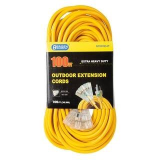 bergen industries 100 ft. 123 sjtw 15 amp125 volt outdoor triple tap extension cord yellow oc1001233t bergen industries 100 ft. 123 sjtw 15 amp125 volt outdoor triple tap extension cord yellow oc1001233t