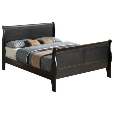 passion furniture louis philippe sleigh wood bed with high footboard, black – king size passion furniture louis philippe sleigh wood bed with high footboard, black – king size