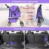 bestpet, cat carrier stroller, 4 wheels, purple bestpet, cat carrier stroller, 4 wheels, purple