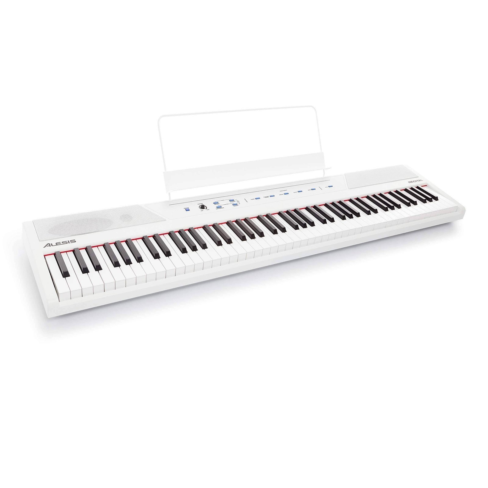 alesis recital white | all white 88 key digital piano / keyboard with full size semi weighted keys, power supply, built in speak alesis recital white | all white 88 key digital piano / keyboard with full size semi weighted keys, power supply, built in speak