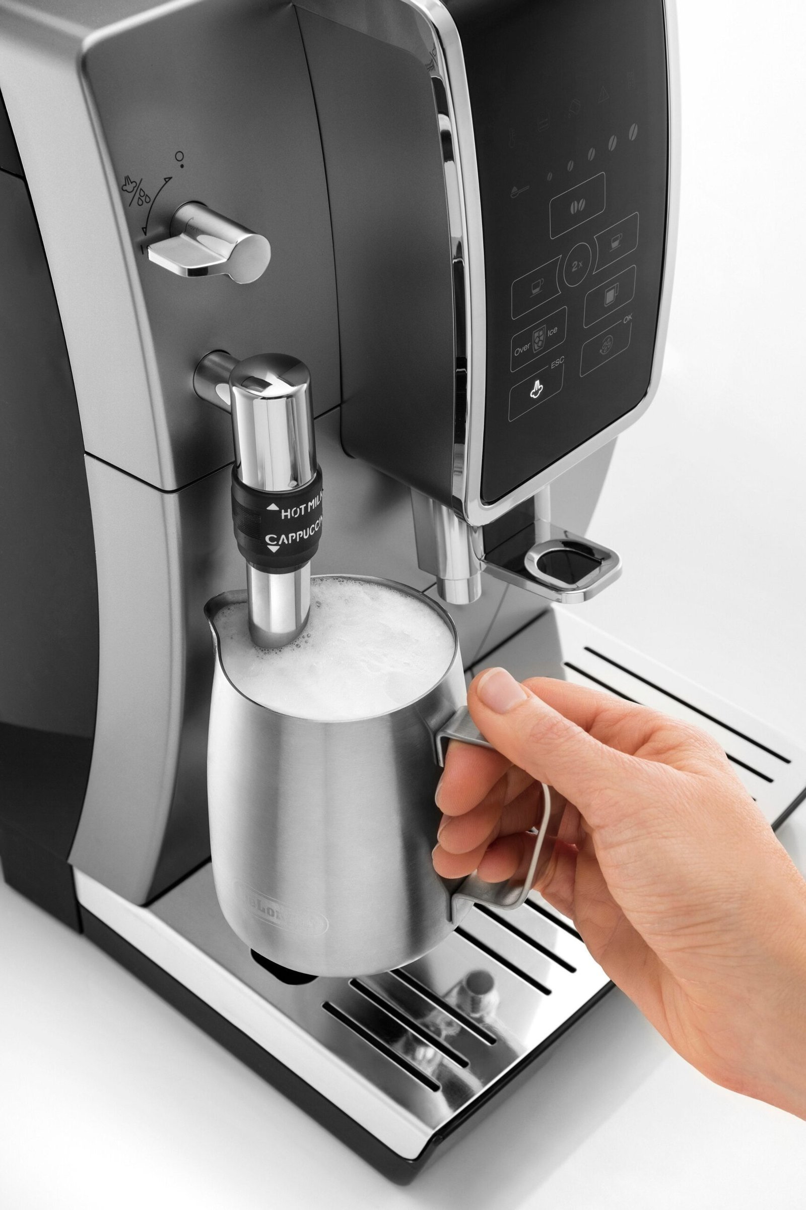 de’longhi – dinamica truebrew over ice fully automatic coffee and espresso machine chrome and black de’longhi – dinamica truebrew over ice fully automatic coffee and espresso machine chrome and black