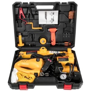 bentism 3 ton electric scissor car jack floor jack lift w/impact wrench & inflator pump