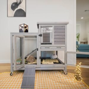aivituvin rabbit hutch / house large bunny cage, indoor outdoor (style1)
