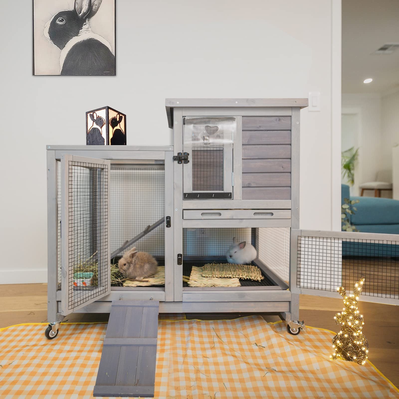 aivituvin rabbit hutch / house large bunny cage, indoor outdoor (style1) aivituvin rabbit hutch / house large bunny cage, indoor outdoor (style1)