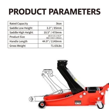 low profile floor jack, seizeen 3 ton(6600 lbs) trolley jack dual lift pump, quick lift 3 3/10″ – 18 4/20″, heavy duty steel jack with 45”l extended handle, car jack w/wheels, rubber saddle, red low profile floor jack, seizeen 3 ton(6600 lbs) trolley jack dual lift pump, quick lift 3 3/10″ – 18 4/20″, heavy duty steel jack with 45”l extended handle, car jack w/wheels, rubber saddle, red
