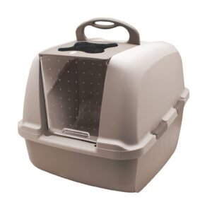 catit jumbo hooded litter pan – gray