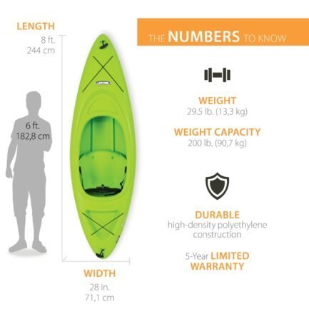 lifetime pacer 8 ft sit in kayak (paddle included), green lifetime pacer 8 ft sit in kayak (paddle included), green