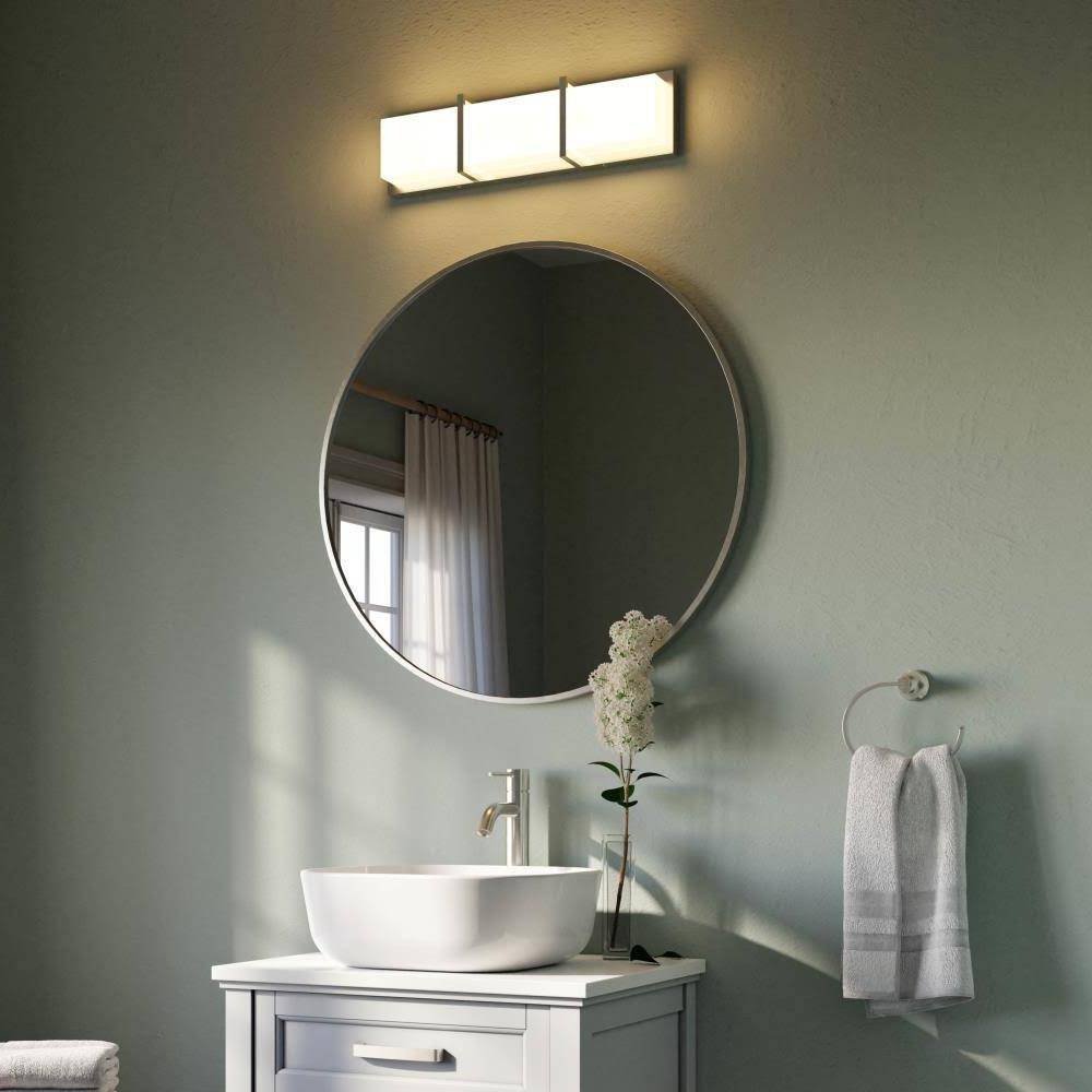allen + roth roveland 30 in brushed nickel round bathroom mirror allen + roth roveland 30 in brushed nickel round bathroom mirror