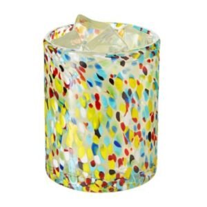 10 oz hand blown mexican drinking glasses, full confetti tumbler cups (set of 6)