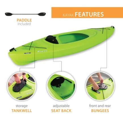 lifetime pacer 8 ft sit in kayak (paddle included), green lifetime pacer 8 ft sit in kayak (paddle included), green