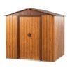 6.36 x 5.7ft outdoor metal storage shed with floor frame, sliding doors, sun protection, waterproof tool storage shed for garden, patio, lawn,backyard (brown & wood grain no window) 6.36 x 5.7ft outdoor metal storage shed with floor frame, sliding doors, sun protection, waterproof tool storage shed for garden, patio, lawn,backyard (brown & wood grain no window)