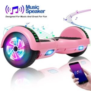 sisigad hoverboard, 10 mph max speed, hoverboard with bluetooth and led lights, 6.5″ self balancing electric hoverboard for kids adults gifts, pink